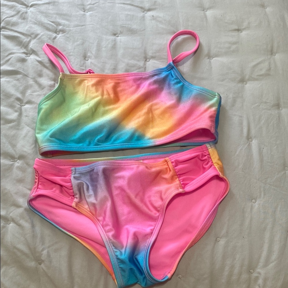 Cat & Jack cotton  On Pink and Rainbow Bikini Set